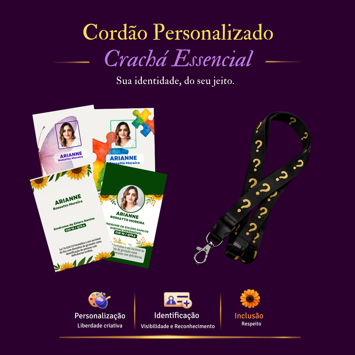 Crachá Essencial + Cordão Personalizado