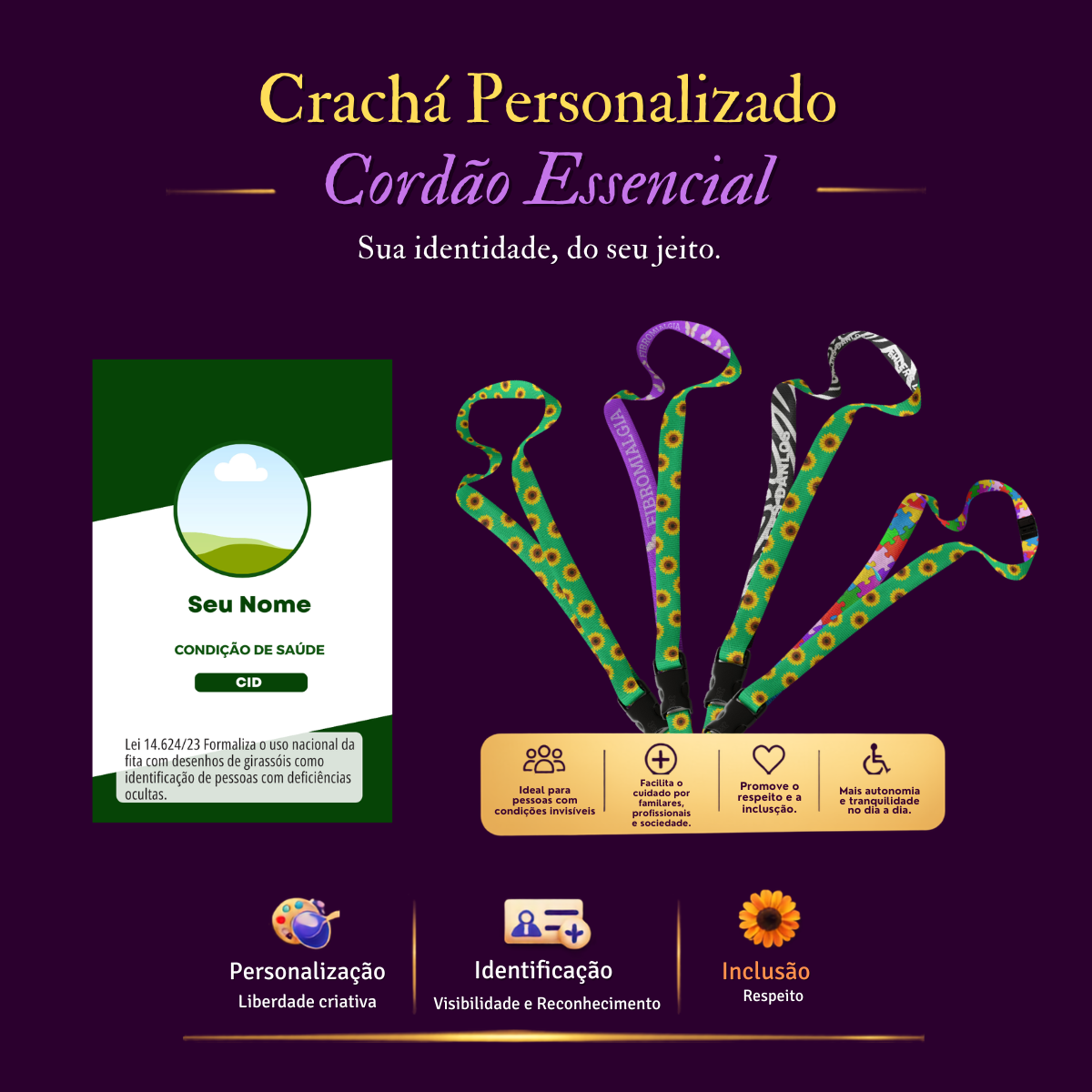 Crachá Personalizado + Cordão Essencial